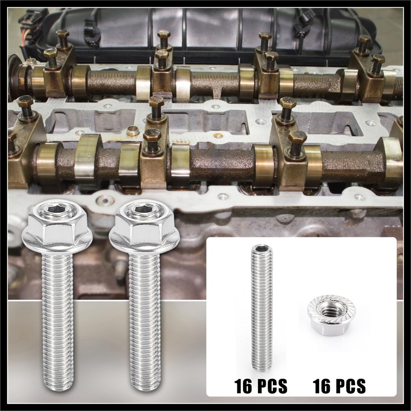 Hihaha 16pcs Stainless Steel Exhaust Manifold Bolt Stud Hardware for