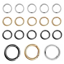 BZKSER Round Carabiner – Pack of 18 Carabiner Hooks Round, Carabiner Hooks for Bags, Round Carabiner Hook Snap 27 mm Zinc Alloy Spring Jump Rings for Key Chain Bag Purse 3 Colours