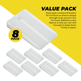 Qualihome Nylon Plastic Shims for Leveling - Clear Plastic Wedges for Home Furniture, Toilet, Bed, Restaurant Table Wedges - Non Slip Levelers, Stabilizers with Ribbed Design - 8-Pack, 1-1/8" x 2"