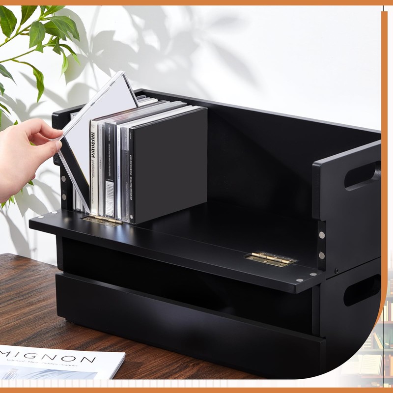 CroBlissful 2 Set Wooden Cd Storage Box Holder Racks Cassette