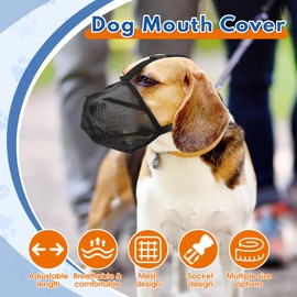 Dog Muzzle, Breathable Dog Mouth Cover, Dog Training Muzzle, Adjustable Length, Pet Mouth Cage for Puppy, Prevents Biting, Allows Panting and Drinking (M)
