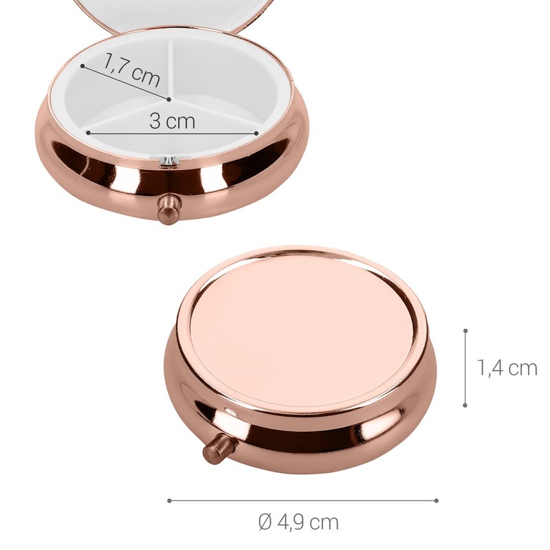 kwmobile 2x ピルケース ステンレス 持ち運び 薬入れ - 3仕切り ピルボックス 5.2x5.2x1.7cm