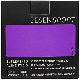 SESN Electrolitos  Colágeno Uva  15 Sticks x 5g  Sodio Potasio Magnesio  Vitaminas B5 B6 C  Hidratación y Rendimiento