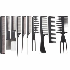 WYDDDARY 10 Pcs Black Pro Salon Hair Styling Hairdressing Plastic Barbers Brush Combs Set for Women Men Kids Hairdressing Cutting Combs for Hair Styling Tool