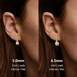 KRKC Moissanite Hoop Earrings: Birthday Present for Women, Ladies Silver 925 Lever Back, Total 1.0/1.2/2.0ct Artificial Diamonds, Sparkling, Metal Allergy Friendly, Wear All Day, Ladies Accessories