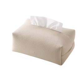 ZHENICH Shinichi Stylish Soft Nordic Design PU Leather Tissue Case for Car Living Room (White)