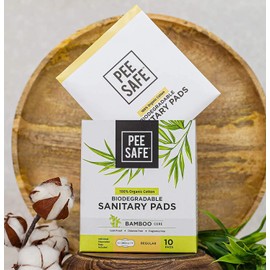 Pee Safe Biodegradable Sanitary Pads - Regular (Pack of 10) | 100% Organic Cotton & Bamboo Pulp | Organic Sanitary Pads | Cotton Sanitary Pads | Bamboo Sanitary Pads | Biodegradable Disposable Bags
