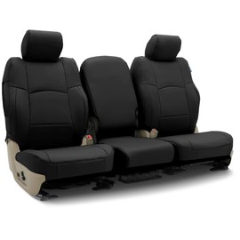 Coverking Custom Fit Seat Cover Designed for Select Toyota Models: 1 Row, Premium Leatherette Fabric, Black Solid