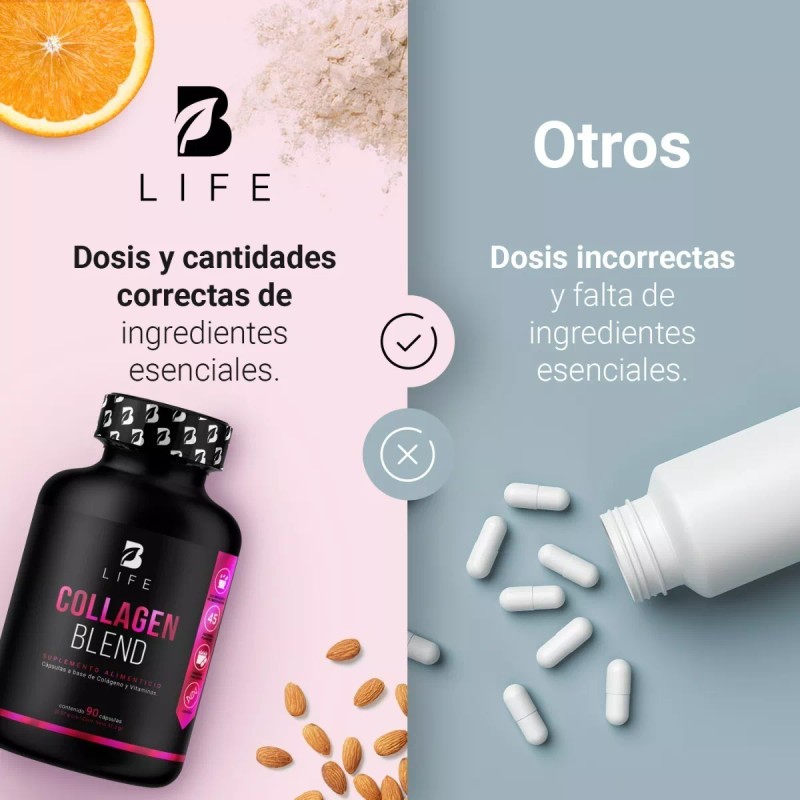 B Life Colágeno Hidrolizado De 90 Cápsulas. Collagen Blend. B