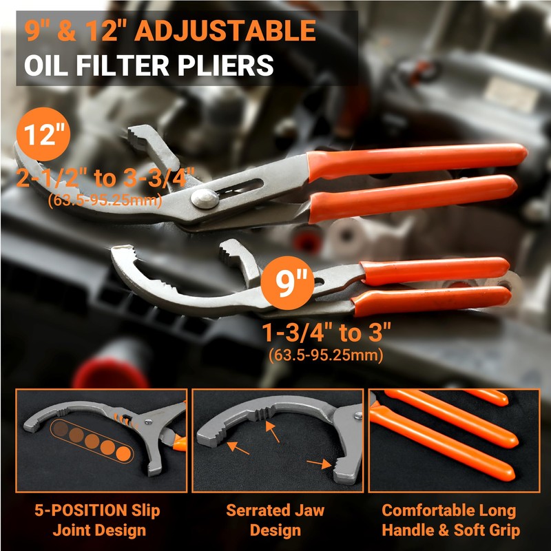 CENFORGE 8PC Oil Filter Wrench Set with Swivel Oil Filter