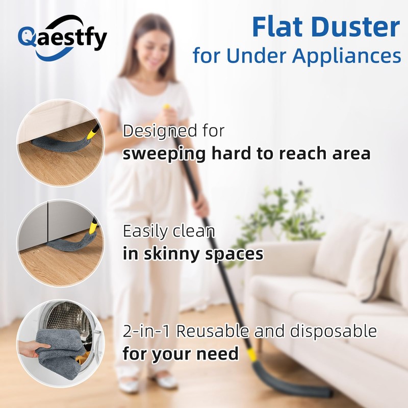 Qaestfy Under Appliance Cleaning Tool with Long Handle, 2 Reusable