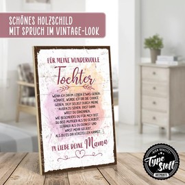 TypeStoff Wooden Sign with Saying - Daughter Mum - Vintage Look with Quote as Gift and Decoration on Daughter - HS-01443