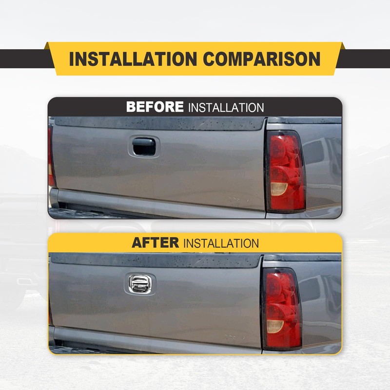 Chrome Exterior Rear with Rod Clips Tailgate Door Handle and