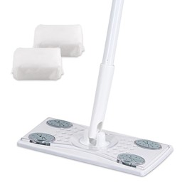 Eyliden Floor Wiper, Main Body, Floor Mop with Sheet, Easy Removal, Compatible with Seats, Floor Cleaning Tool, Dry Sheet Set of 10 (White)