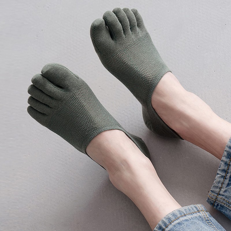 Yazon Men's 5 Toe Socks, Summer Ankle Socks, Cotton Mesh,