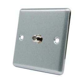 AET CSC1GSKY Satin Chrome Classical 1 Gang Sky F Type Socket for Satellite Outlets, 240 V