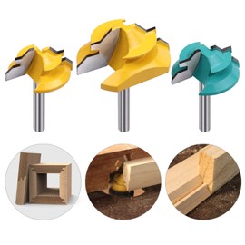 SUSOTA 1/4-Inch Shank 45 Degree Lock Miter Router Bit Set Joint Milling Router Bits Woodworking Cutter Tool - (1/2" 5/8" 3/4") Cutting Height 3PCS