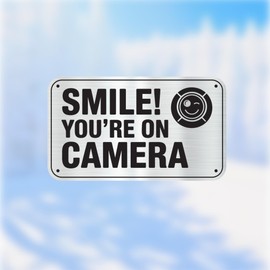 Smile You're On Camera Reflective Stickers for Home UV, Weather, Scratch, Fade Resistance, Security Camera Sign for Home, Business, CCTU, Smile Camera