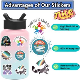 Disability Pride Sticker Set 50 Pieces Cute Decoration for Car Laptop Skateboard Bicycle Moped Motorcycle Bicycle Computer Suitable for Adults Children