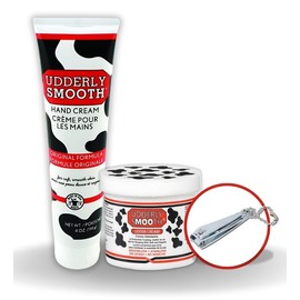 GROVE Udderly Smooth Body Cream10z & Hand Cream 4oz Bundle Set - Non-Greasy Udder Cream & Body Cream Moisturizer for Dry, Cracked Skin - Original Formula Dairy-Free & Deep Hydration Cream