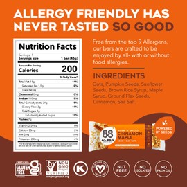 88 Acres 88 ACRES Cinnamon Maple Seed +Oat Granola Bar 9 Count 1.6oz