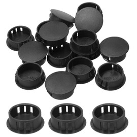 sourcing map 15pcs Nylon Plastic Hole Plugs, 1"(25mm) Round Drill Screw Hole Plugs Covers Knockout Locking Plastic Plugs Insert End Caps for Kitchen Cabinet Furniture, Black