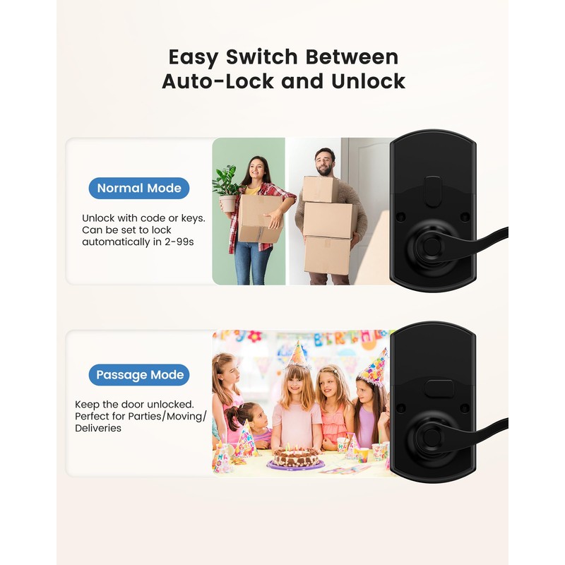 Hidalife Smart Door Lock with Keypad, Fingerprint Keyless Entry Digital