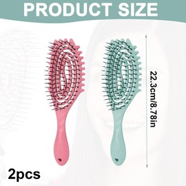 2 Pcs Anti Tangle Hair Brush With Bending Bristles,Detangling Hair Brush Soft Bristles,Hairbrushes For Women (Pink+Blue)