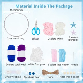 BEUNITONE 2 Set Pompom DIY Dreamcatcher Kit Macrame Dream Catcher Handwoven Dream Catchers for Bedroom 2 Color Dream Catcher Making Kit Instructions Include for Bedroom Decor Nursery Wall Hanging