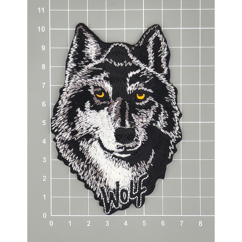 Wolf Head Black Grey Iron On Sew On Patch Iron-On