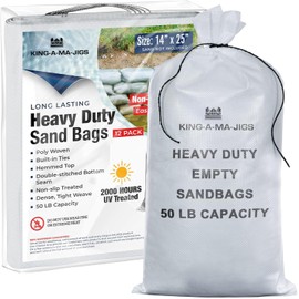 Sand Bags (12 Pack) Empty Sandbags with Ties, Heavy Duty, UV Treated (14" x 25") Non-Slip Empty Bags for Sand - (12 Pack)