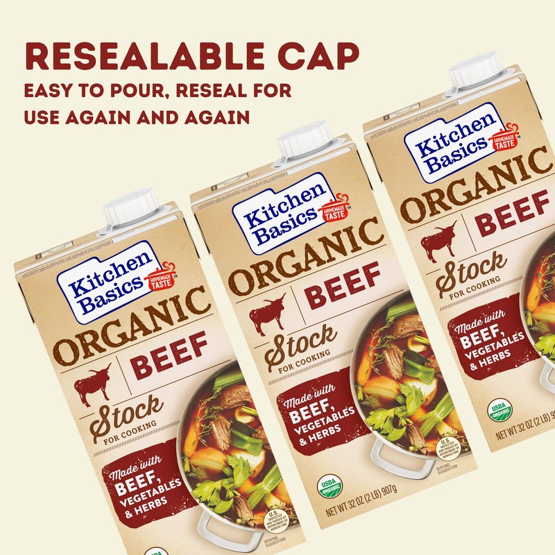 Kitchen Basics Organic Beef Stock, 32 oz. Carton (Pack of