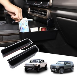 Suetlcoity for Hummer EV Accessories Cab Center Console Organizer New Gear Shifter Storage Box Compatible with 2022-2024-2025 Hummer EV SUV Truck Pickup Gear Shift Console Side Tray 2PCS (Black)