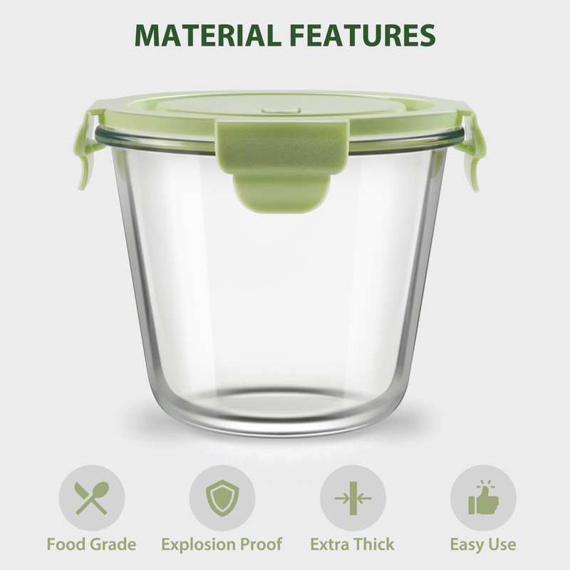 8 PCS Glass Meal Prep Containers with Lids, Airtight 3