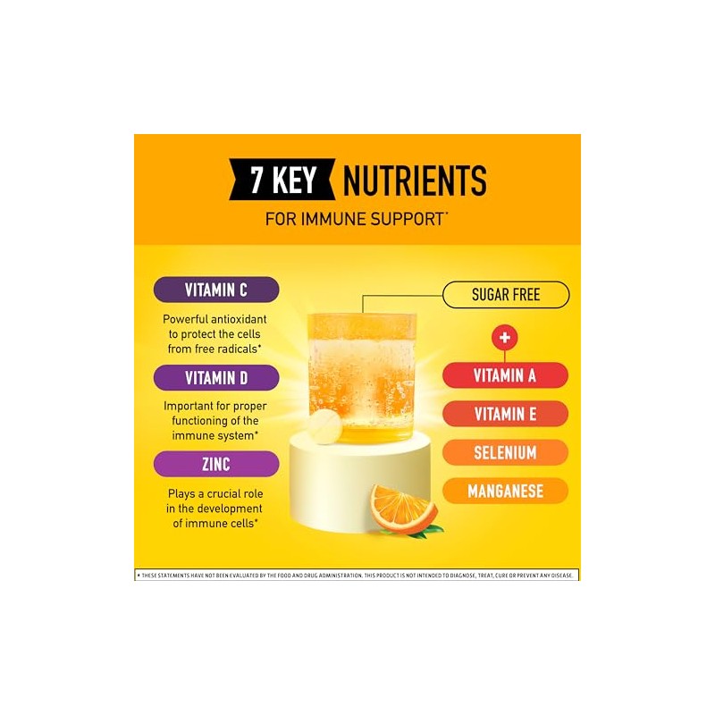 Airborne Immune Support Effervescent Tablets, Zesty Orange Flavor - 10ct