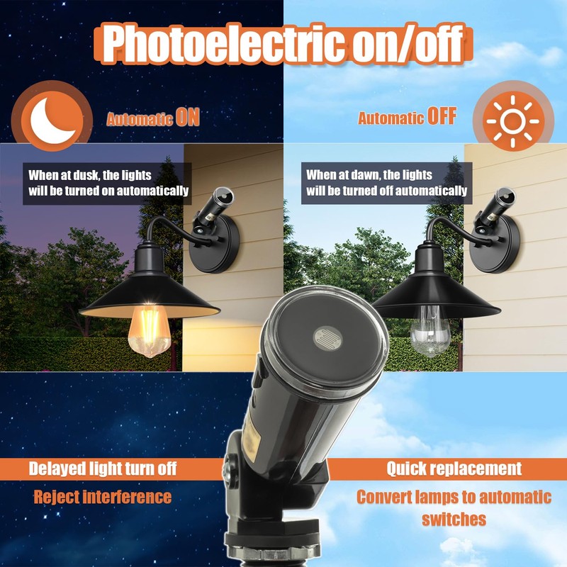 JAMHER 3 Pack 120-277V AC Photocell Light Sensor Light Control