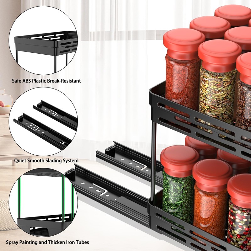 Pull Out Spice Rack Organizer for Cabinet, 2 Pack Widen