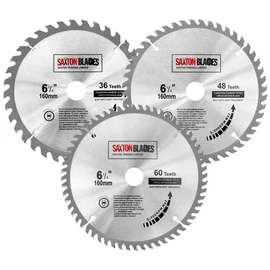 TCT160MXC Saxton TCT Circular Wood Saw Blades 160mm x 20mm for Festool TS55 Bosch Makita (Pack of 3)