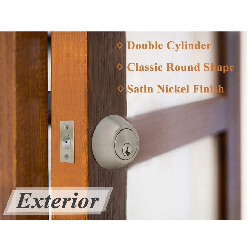 Probrico Double Side Keyed Deadbolt in Brushed Satin Nickel