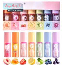 Lip Oil Set 7PCS Hydrating Magic Color-Changing, Long-Lasting Lip Gloss & Balm. Fruit-Flavored Lip Care Kit for Soft, Nourished Lips