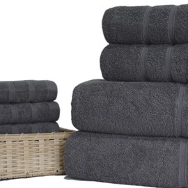 Casabella 100% Egyptian Cotton Towel Bale - 8 Pieces - 550 Gsm Xlarge Sizes_Grey_4 Pieces Set