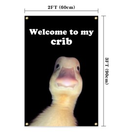 Welcome To My Crib 2x3 Feet Outdoor with 4 Brass Grommets protection Fade Resistant for Indoor Outdoor