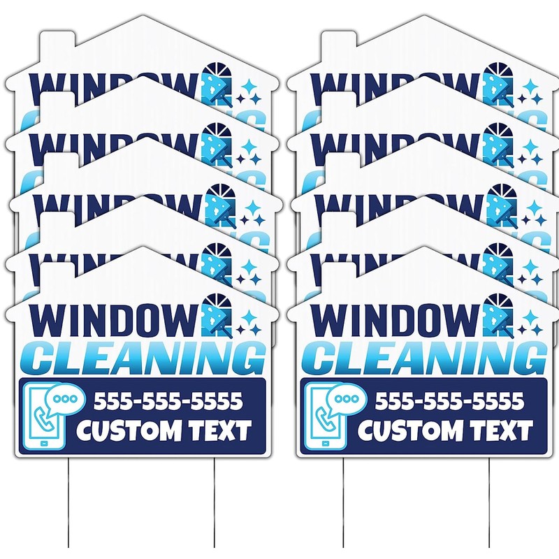 10-Pack Custom Window Cleaning Yard Sign - Two Sided Print