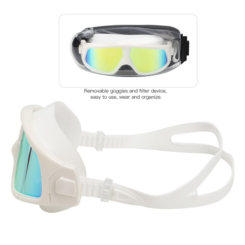 Adult Large Frame Waterproof Antifog Swimming Goggles Electroplate Plain Glass