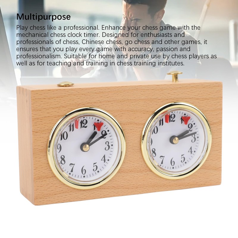 Wooden Mechanical Chess Clock, Quartz Analog Timer Chess Clock Timer,