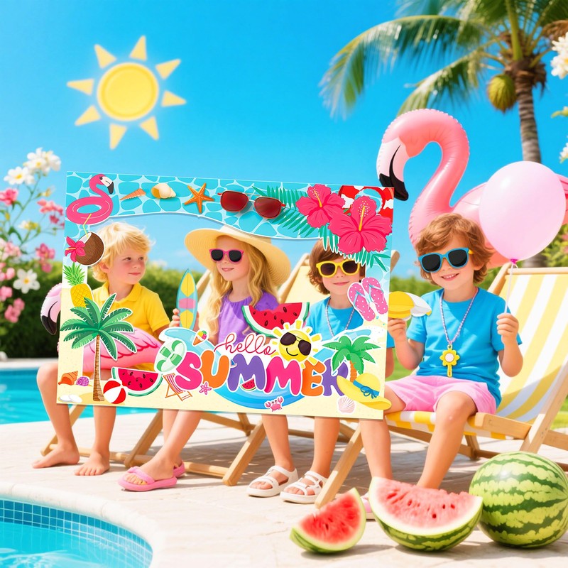 Summer Party Photo Booth Props Frame Pool Party DecorationsSummer Party