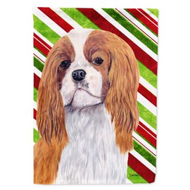 Caroline's Treasures SC9354GF Cavalier Spaniel Candy Cane Holiday Christmas Garden Flag Mailbox Flag Decorative Yard Flag Banner Outside Patio Artwork Yard Flower Beds, Garden Size, Multicolor
