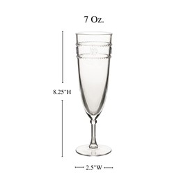 Juliska Isabella Acrylic Flute, Flutes Acrylic Glass - Unbreakable, Clear Acrylic, Embossed Drinking Glasses