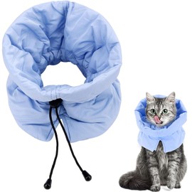 Elizabethan Collar, Post Surgery Collar, Cat Protection, Adjustable Soft Cat Collar, for Cats, Kittens, Prevents Licking Wounds (Light Blue, S)