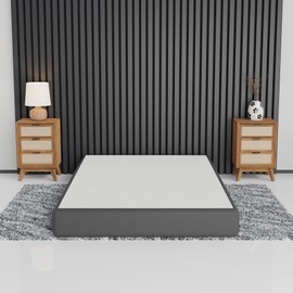 Greaton, 8-Inch Sturdy Box Spring for Mattress Support-Durable and Easy to Assemble Natural Wood Foundation for Full XL, Black